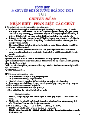 Tổng hợp 34 Chuyên đề bồi dưỡng Hoá học THCS - Tập 1